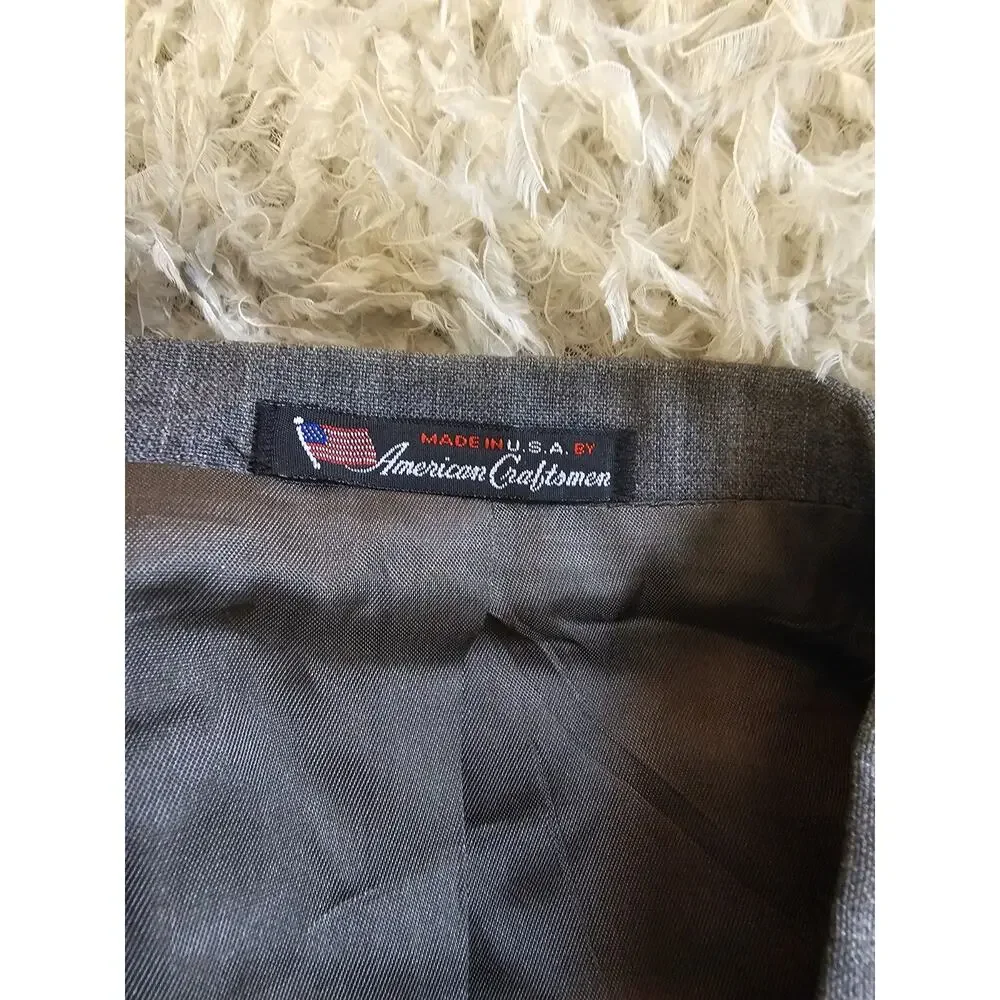 Stafford Mens Suit Jacket Blazer 48 XL Grey Pinstripe 2 Button Made In USA Vent